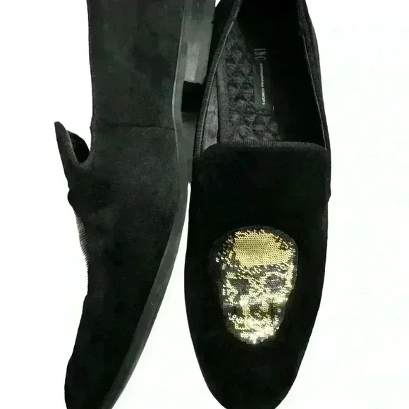 Black and gold skull head loafers, Size-10 - Picture 2 of 5
